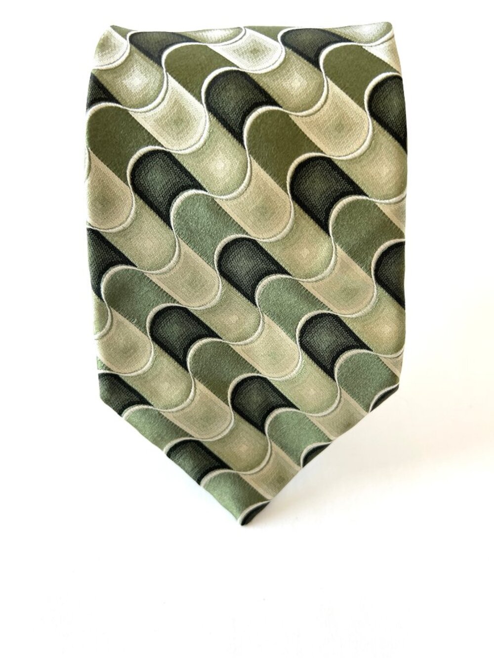 Zvlos Platinum George Machado 100% Silk Tie, Shades of Green